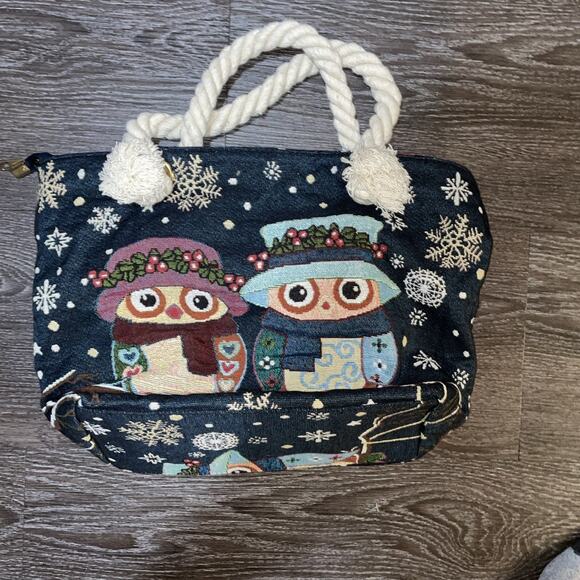 TOGOGO PURSE ,BAG-FABRIC TAPESTRY STYLE NAUTICAL ROPE HANDLE TOTE BAG - Picture 5 of 13